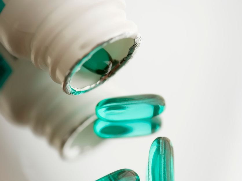 blue reflective advil pills