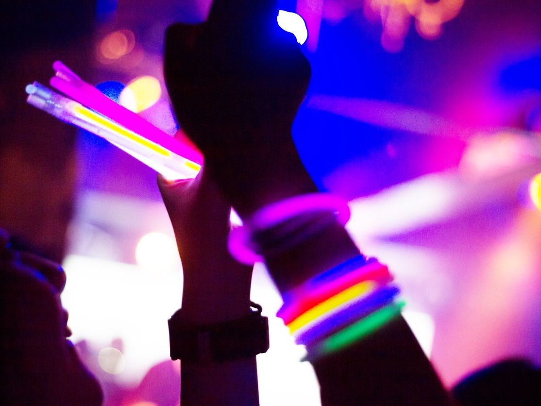 glow sticks on wrist