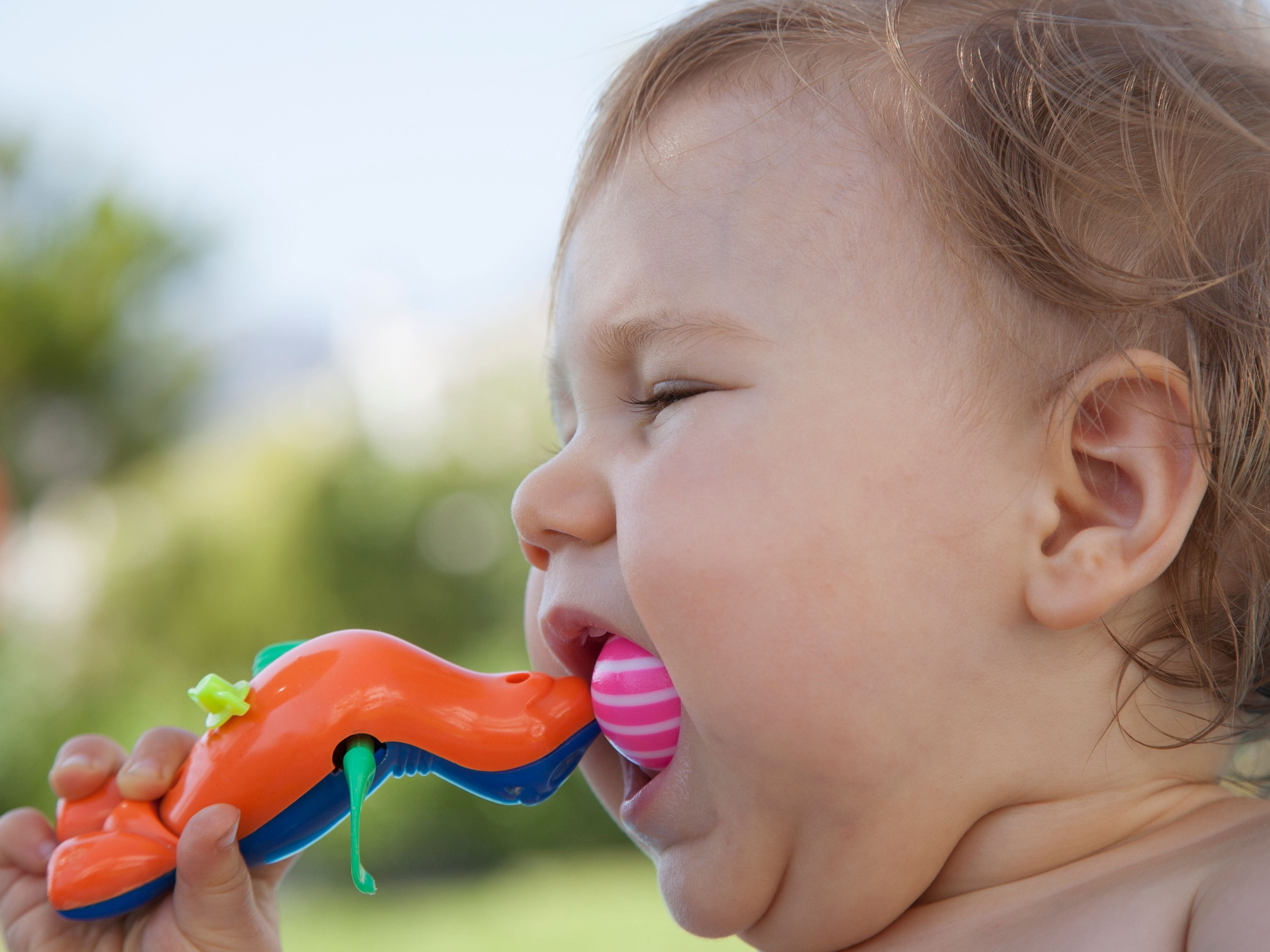 kid biting toy