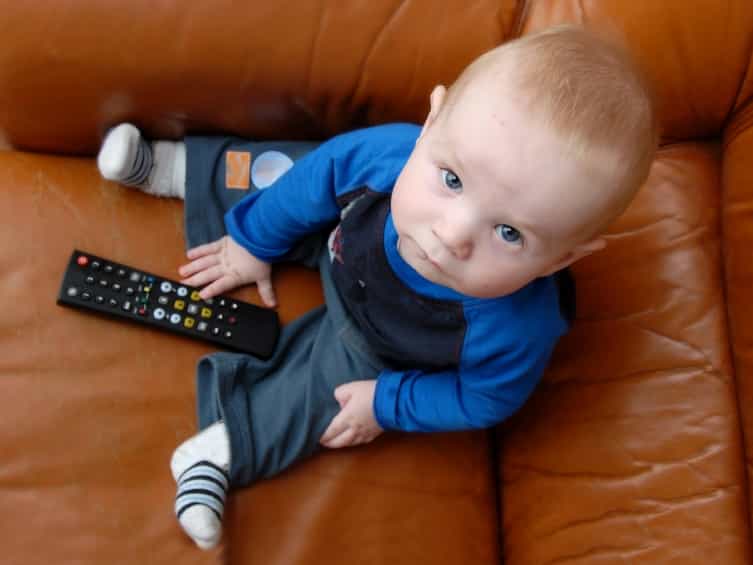 baby with remote