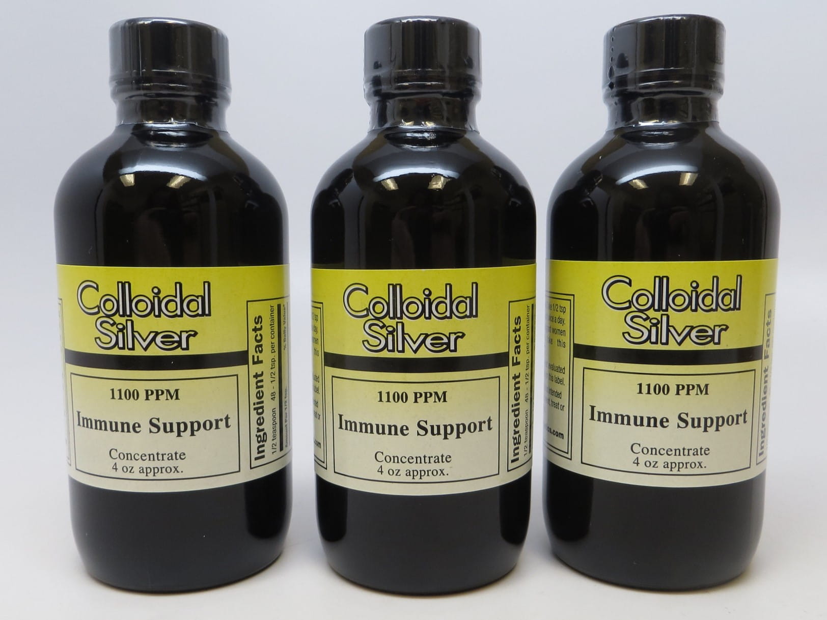 three bottles of colloidal silver