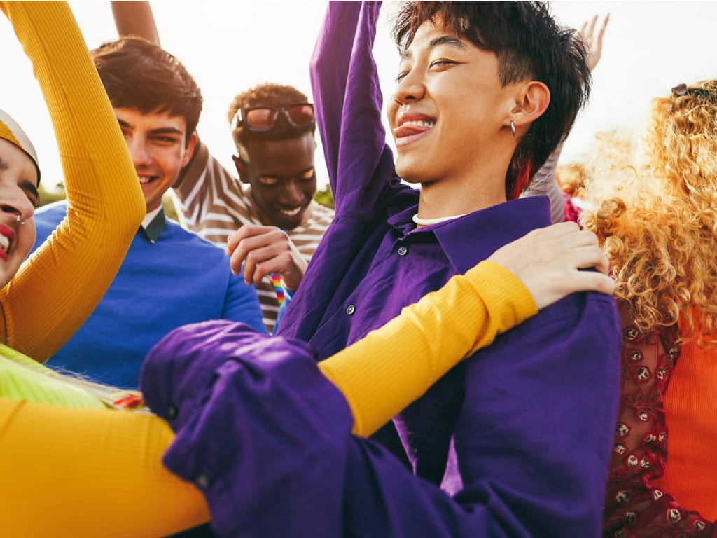 group of college students dancing