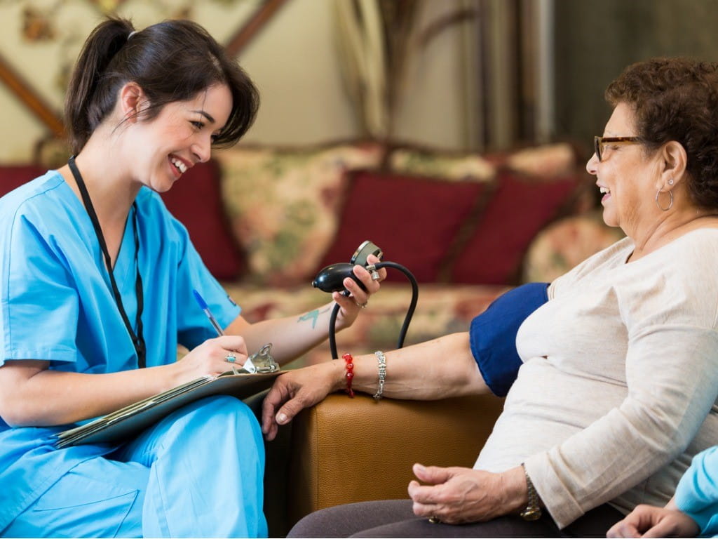 indapamide nurse checks patients blood pressure