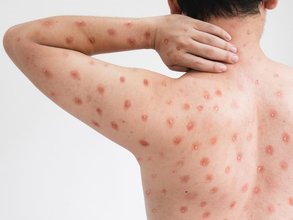 man with monkeypox on his back