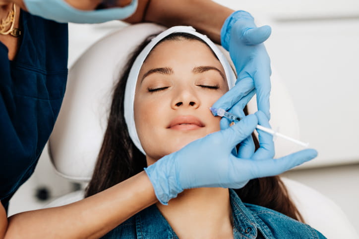 woman receiving botox injection