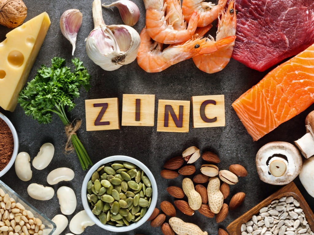 the word zinc surrounded by food