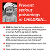 Tip card: Prevent poisonings in children. List of tips and 2 adhesive stickers with Poison Control's telephone number.