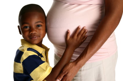 boy with pregnant mother